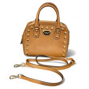 Michael Kors  Brown Gold studded Mini Crossbody bag
